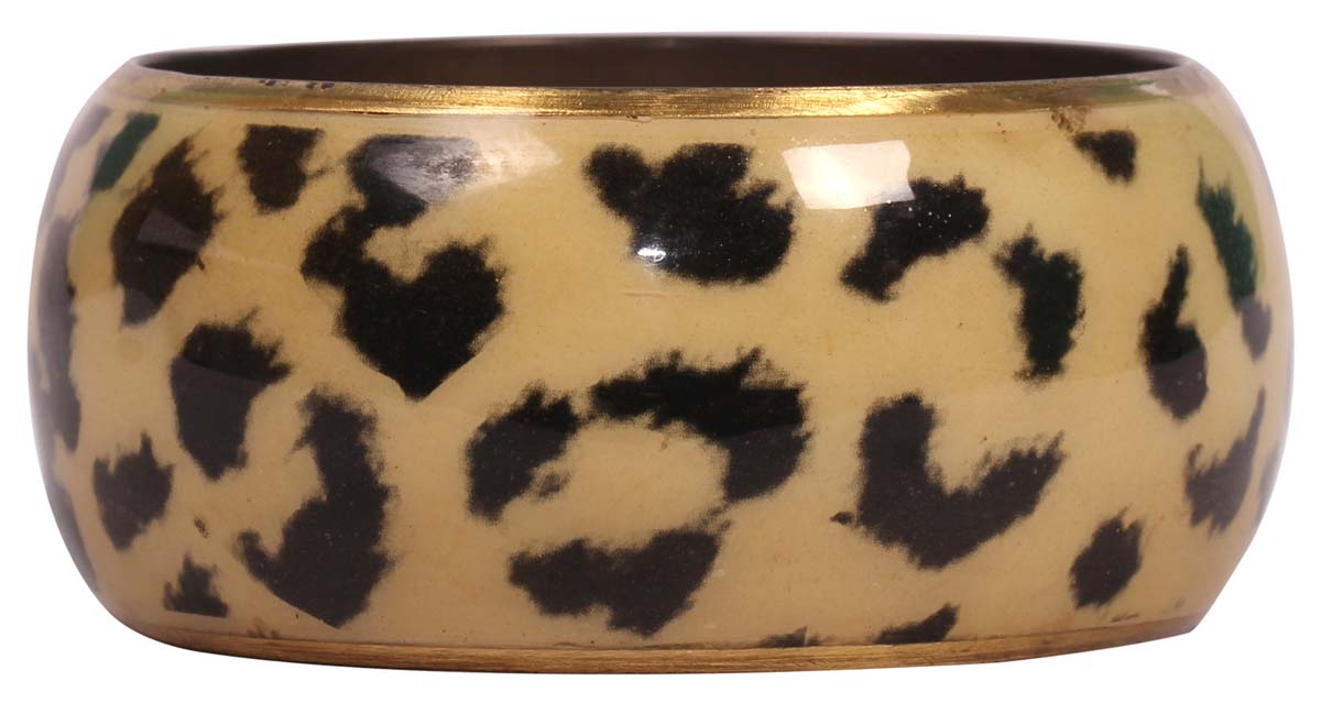 Round Broad Bangle - Leopard Skin Print - Black & White Exteriors - Dull Golden Finish Interiors - Handmade in Brass & Iron - Fashion Accessories - Unique Metal Jewelry - Buy in Bulk Wholesale